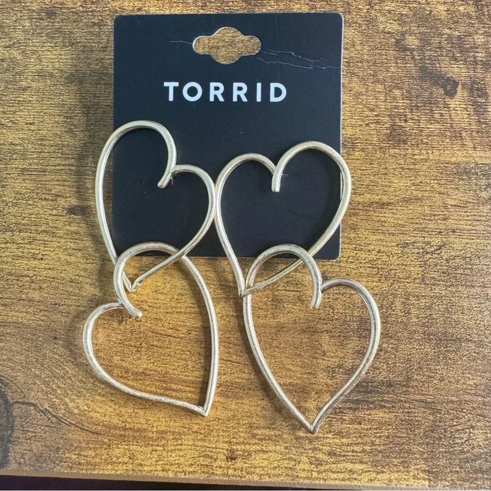 Torrid‎ Women's Gold Intertwined Heart Drop Earrings